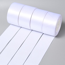 Blanc Ruban de satin à face unique, Ruban polyester, blanc, 2 pouces (50 mm), à propos de 25yards / roll (22.86m / roll), 100yards / groupe (91.44m / groupe), 4 rouleaux / groupe