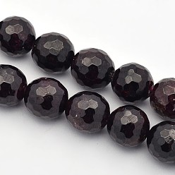 Garnet Natural Garnet Beads Strands, Faceted, Round, 8mm, Hole: 1mm, about 44pcs/strand, 15 inch(38.5cm)