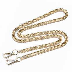 Light Gold Ремни цепочки для сумок, латунные цепи бордюрных звеньев, с поворотными застежками сплава, для аксессуаров для замены сумок, золотой свет, 110x1 см