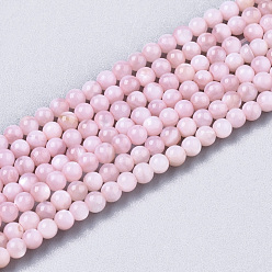 Pink Естественных пресноводных оболочки бисер нитей, окрашенные, круглые, розовые, 2.5 мм, отверстие : 0.7 мм, около 150~190 шт / нитка, 14.96 дюйм ~ 15.75 дюйм