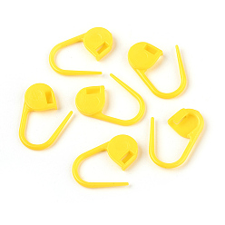 Jaune Support de marqueurs de point de verrouillage en plastique ABS écologique à tricoter au crochet, jaune, 22x11x3 mm, broches: 1 mm