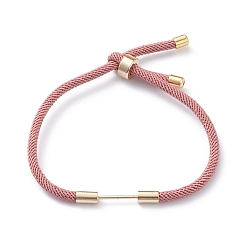Corail Clair Fabrication de bracelet en cordon de nylon tressé, avec les accessoires en laiton, corail lumière, 9-1/2 pouce (24 cm), lien: 26x4 mm