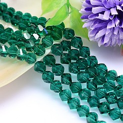 чирок Граненый многогранник имитация австрийских кристаллов нити шарик, класс AAA, зелено-синие, 10 мм, отверстие : 0.9~1 мм, около 40 шт / нитка, 15.7 дюйм