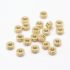 Raw(Unplated) Brass Spacer Beads, Flat Round, Nickel Free, Raw(Unplated), 5x2mm, Hole: 2mm