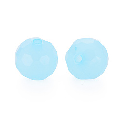 Light Sky Blue Imitation Jelly Acrylic Beads, Faceted, Round, Light Sky Blue, 16.5x16mm, Hole: 2.5mm, about 288pcs/500g
