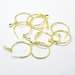 Золотой Латунные серьги обруча, золотые, 20x1.2 мм