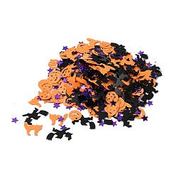 Negro Confeti de dispersión de mesa de plástico, para decoraciones de fiesta de halloween, bruja, estrella, calabaza, gato, negro y naranja y morado, 6~18.6x6~20.7x0.25~3 mm