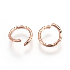 Rose Gold 304 Stainless Steel Jump Rings, Open Jump Rings, Rose Gold, 18 Gauge, 8x1mm, Inner Diameter: 6mm