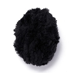 Black Polyester & Nylon Yarn, Imitation Fur Mink Wool, for DIY Knitting Soft Coat Scarf, Black, 4.5mm