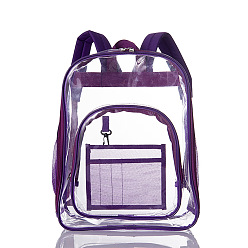 Purple Transparent PVC & Nylon Backpacks, for Women Girls, Purple, 42x33x17cm