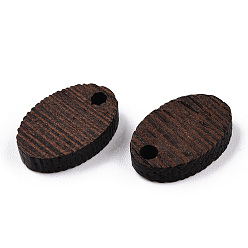 Oval Colgantes de madera de wengué natural, sin teñir, coco marrón, oval, 15.5x10.5x3.5 mm, agujero: 2 mm