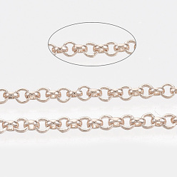 Rose Gold Soldered Brass Coated Iron Rolo Chains, Belcher Chain, with Spool, Rose Gold, 2x0.5mm, about 328.08 Feet(100m)/roll