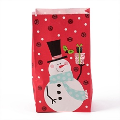 Bonhomme de neige Sacs en papier kraft thème noël, sacs-cadeaux, sacs de collations, rectangle, modèle de bonhomme de neige, 23.2x13x8 cm