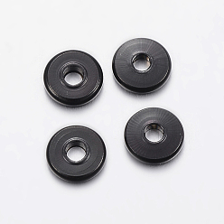 Electrophoresis Black 304 Acier inoxydable perles d'espacement, donut, électrophorèse noir, 6x1.5~1.6mm, Trou: 2mm