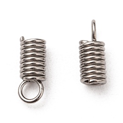 Stainless Steel Color Stainless Steel Terminators, Cord Coil, Stainless Steel Color, 8.5~10x4mm, Hole: 2mm