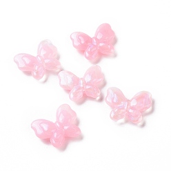 Perlas de Color Rosa Abalorios de acrílico opacos, perlas de brillo, mariposa, rosa perla, 17x20x5.5 mm, agujero: 1.6 mm, Sobre 415 unidades / 500 g