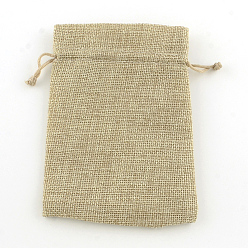 Bois Solide Sachets d'emballage de jute, sacs à cordonnet, burlywood, 13.5x9.5 cm