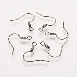 Gunmetal Brass Earring Hooks, Ear Wire, with Horizontal Loop, Nickel Free, Gunmetal, 17mm, Hole: 1.5mm, 21 Gauge, Pin: 0.7mm
