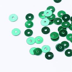 Vert Mer Accessoires ornement de perles de paillette en plastique, perles de paillettes, disque, vert de mer, 6x0.2mm, trou: 1 mm, environ 30000 pcs / 500 g