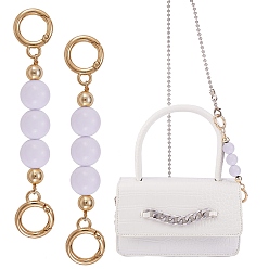 Blanco Cadena de extensión de bolsa, con cuentas de plástico abs y anillos de resorte de aleación de oro claro, para accesorios de reemplazo de bolsas, blanco, 13.8 cm