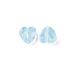 Bleu Ciel Perles acryliques transparentes, de couleur plaquée ab , cœur, bleu ciel, 7.5x8x3mm, Trou: 1.8mm, environ3620 pcs / 500 g