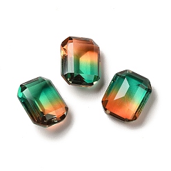 Emerald Faceted K9 Glass Rhinestone Cabochons, Pointed Back, Rectangle, Emerald, 10x8x4.2mm