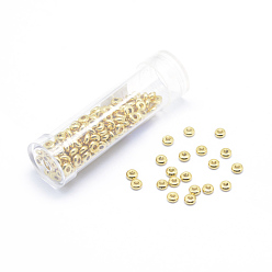 Real 18K Gold Plated Brass Spacers Beads, Real 18K Gold Plated, Flat Round, Lead Free & Cadmium Free & Nickel Free, 3.5x1mm, Hole: 1mm, 200pcs/box