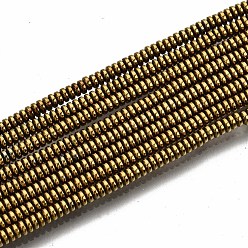 Plaqué Or Galvanoplastie non magnétiques hématite synthétique brins de perles, Plat rond / disque, plaqué or, 2x1mm, Trou: 0.8mm, Environ 450~456 pcs/chapelet, 15.75 pouces~15.94 pouces (40cm~40.5cm)