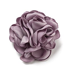 Old Rose Fabric Rose Flower Brooch for Women, with Iron Pin & Alligator Clip, Old Rose, 53~55x53~55x34~37mm