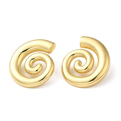 Real 18K Gold Plated Rack Plating Brass Vortex Stud Earrings for Women, Lead Free & Cadmium Free, Long-Lasting Plated, Real 18K Gold Plated, 27.5x24mm