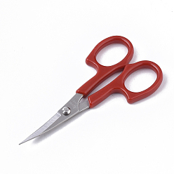 Rouge Acier inoxydable ciseaux pointus, avec poignée en plastique, rouge, 130x65x8 mm, 6 pcs / set