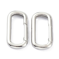 Real Platinum Plated Rack Plating Brass Keychain Clasps, Long-Lasting Plated, Oval, Real Platinum Plated, 29x14.5x3.5mm, Inner Diameter: 9X23mm