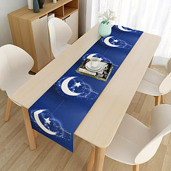 Lune Chemin de table eid mubarak nappes rectangulaires imperméables, pour les décorations de dîner de lanterne islamique ramadan, motif de lune, 1800x330mm
