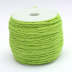 Verde Pálido Cordón de yute de color, cuerda de yute, hilo de yute, 3 -ply, para la fabricación de la joyería, verde pálido, 2 mm, aproximadamente 109.36 yardas (100 m) / rollo