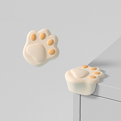 Antique White Self Adhesive Silicone Furniture Corner Guards, Transparent Table Corner Protector, Cute Paw Print Shape, Antique White, 38x38x19mm