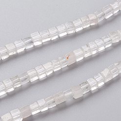 Quartz Crystal Natural Quartz Crystal Beads Strands, Rock Crystal Beads, Cube, 4x4x4mm, Hole: 0.7mm, about 93pcs/Strand, 15.75 inch(40cm)