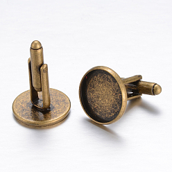 Antique Bronze Brass Cufflinks, Cuff Button, with Tray, Antique Bronze, 18x18mm, Tray: 16mm