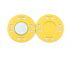 Yellow Iron Magnetic Buttons Snap Magnet Fastener, Flat Round, for Cloth & Purse Makings, Yellow, 2x0.3cm