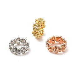 Mixed Color Rack Plating Brass Micro Pave Cubic Zirconia Beads, Long-Lasting Plated, Cadmium Free & Lead Free, 5-Petal Flower, Mixed Color, 10x4mm, Hole: 6mm