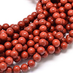 Piedra Roja Grado de jaspe rojo natural de hebras de perlas, rondo, 8 mm, agujero: 1 mm, sobre 48 unidades / cadena, 15.5 pulgada