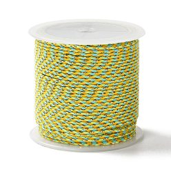 Yellow Green 4-Ply Polycotton Cord, Handmade Macrame Cotton Rope, with Gold Wire, for String Wall Hangings Plant Hanger, DIY Craft String Knitting, Yellow Green, 1.5mm, about 21.8 yards(20m)/roll