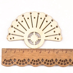 Fan Grands pendentifs en bois creux, pour la fabrication de bijoux, fan, 65x44mm