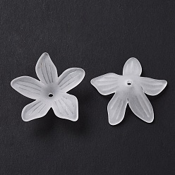 Белый Дым 5 -прозрачные акриловые шарики, матовые, цветок, серый, 25x26.5x7 мм, отверстие : 1.6 мм, Около 746 шт / 500 г