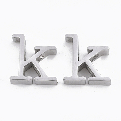 Letter K 304 Stainless Steel Pendants, Stainless Steel Color, Letter, Letter.K, 13x12x3mm, Hole: 1.8mm