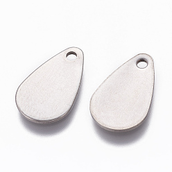 Stainless Steel Color 201 Stainless Steel Pendants, Stamping Blank Tag, Teardrop, Stainless Steel Color, 18x11x1mm, Hole: 1.8mm