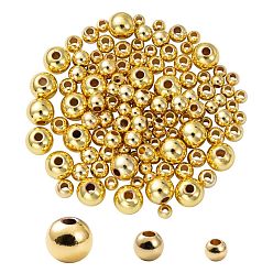 Golden 120Pcs 3 Size Rack Plating and Vacuum Plating Brass Round Spacer Beads Set, Cadmium Free & Lead Free, Golden, 3mm/4mm/6mm, hole: 1~1.5mm