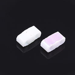 White Electroplate Opaque Glass Seed Beads, 2-Hole, Rectangle, White, 4.5~5.5x2x2~2.5mm, Hole: 0.5~0.8mm