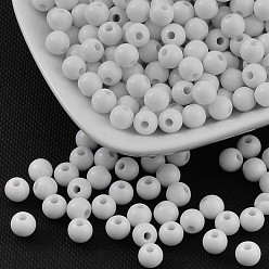 White Opaque Acrylic Beads, Round, White, 6mm, Hole: 1.8~2mm, about 4480pcs/500g