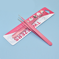 Hot Pink Stainless Steel Tweezers, Bend Head, Hot Pink, 11.6x1cm