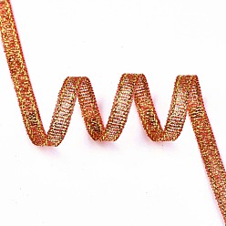 Crimson Glitter Metallic Ribbon, Sparkle Ribbon, with Silver and Golden Metallic Cords, Valentine's Day Gifts Boxes Packages, Crimson, 1/4 inch(5mm), about 300yards/roll(274.32m/roll)